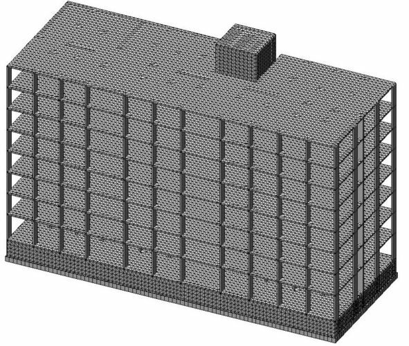 Моделирование каркаса здания с выполнением подбора армирования колонн, перекрытия и фундамента